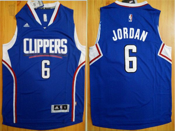 Men Los Angeles Clippers #6 Jordan Blue Adidas NBA Jerseys